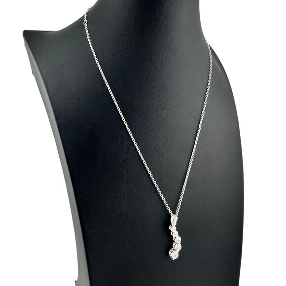 Cubic Zirconia Journey Pendant Graduated Silver Tone Chrome Finish 18" Necklace - Picture 5 of 7